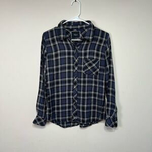 Rails Black Flannel Plaid Button Down Long Sleeve Small Women